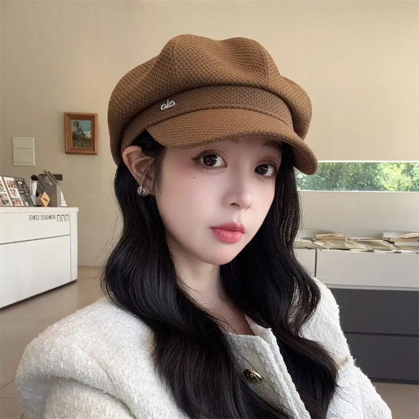Women's Black Duckbill Hat Autumn Winter Large Circumference — feature 10