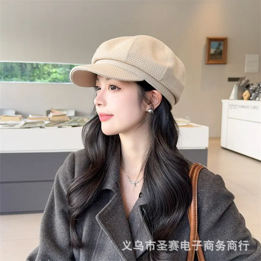 Women's Black Duckbill Hat Autumn Winter Large Circumference — feature 6