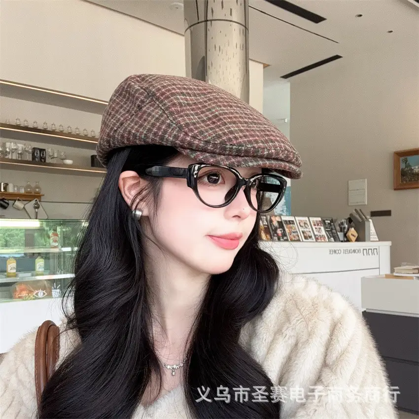 Japanese Plaid Forward Cap for Women Colorful Newsboy Hat — feature 10