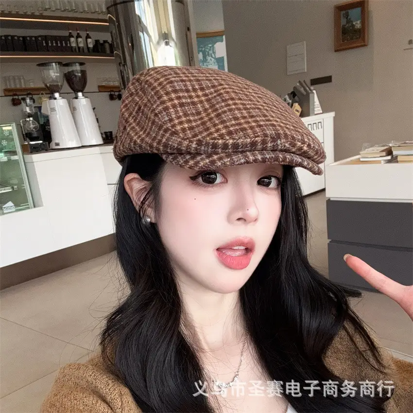 Japanese Plaid Forward Cap for Women Colorful Newsboy Hat — feature 12