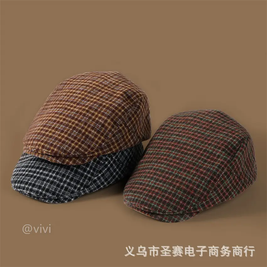 Japanese Plaid Forward Cap for Women Colorful Newsboy Hat — feature 2