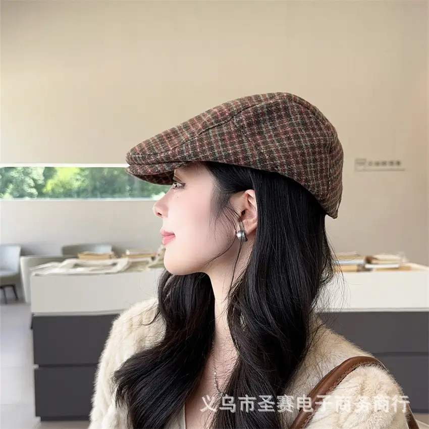 Japanese Plaid Forward Cap for Women Colorful Newsboy Hat — feature 8