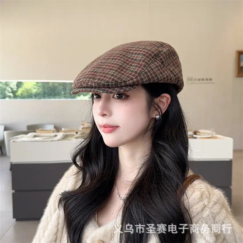 Japanese Plaid Forward Cap for Women Colorful Newsboy Hat — feature 9