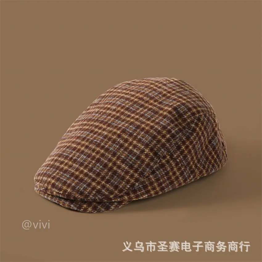 Japanese Plaid Forward Cap for Women Colorful Newsboy Hat