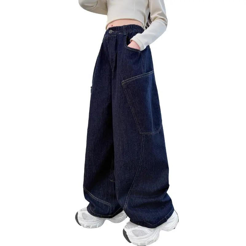 Girls Dark Blue Denim Scimitar Pants Spring 2026 - Image 6