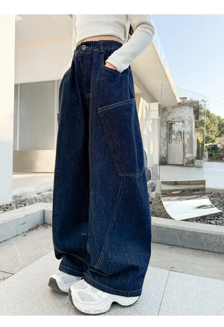 Girls Dark Blue Denim Scimitar Pants Spring 2026 — feature 10