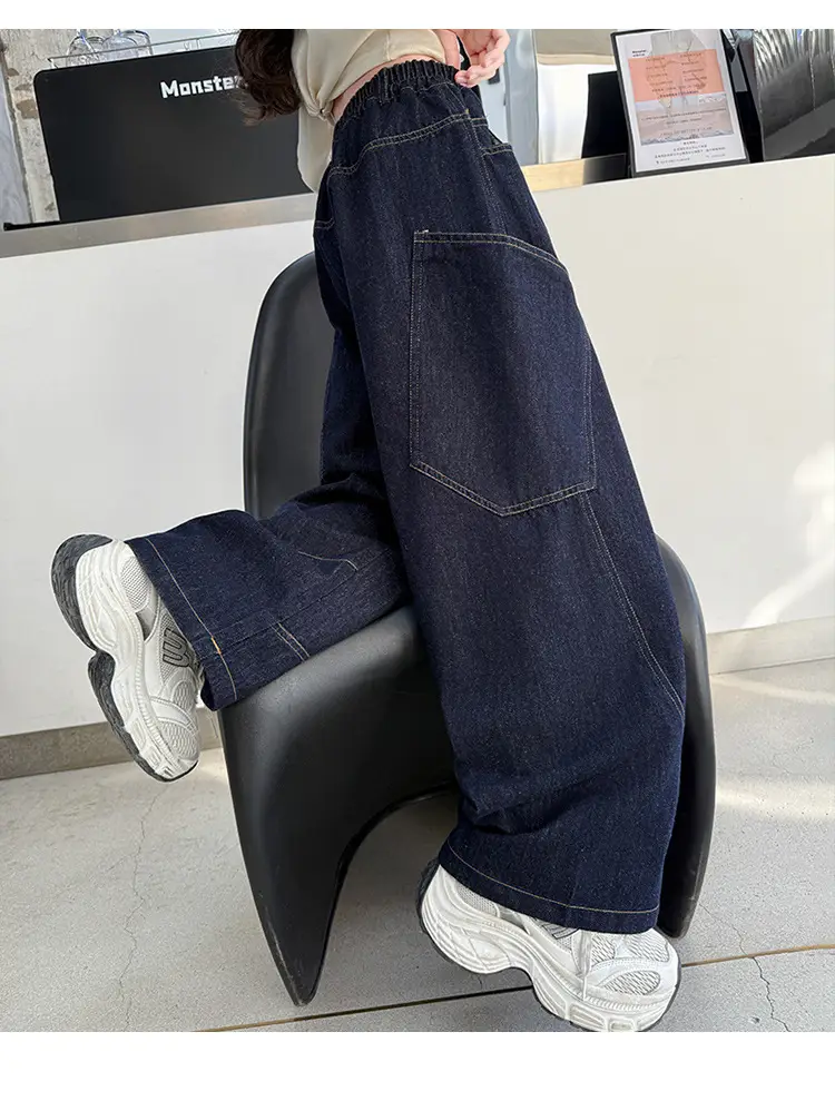 Girls Dark Blue Denim Scimitar Pants Spring 2026 — feature 12