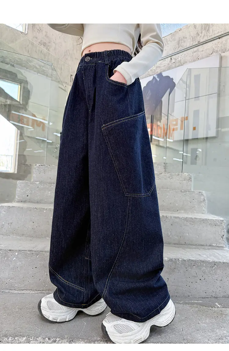 Girls Dark Blue Denim Scimitar Pants Spring 2026 — feature 13