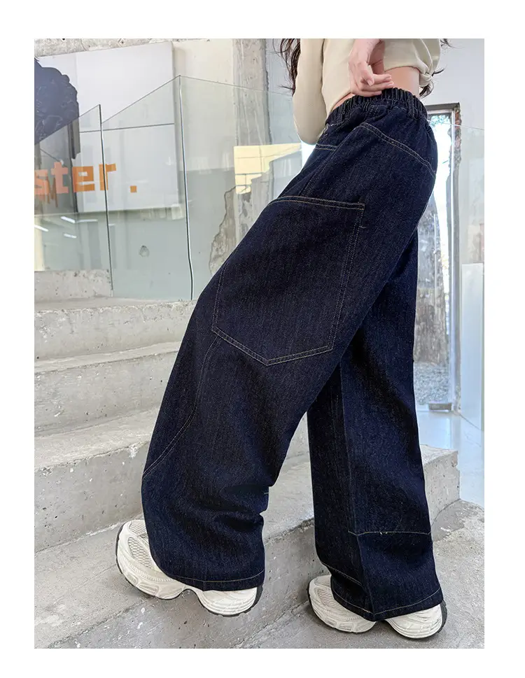 Girls Dark Blue Denim Scimitar Pants Spring 2026 — feature 15