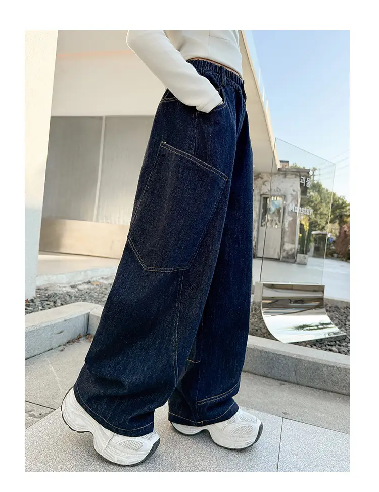 Girls Dark Blue Denim Scimitar Pants Spring 2026 — feature 9