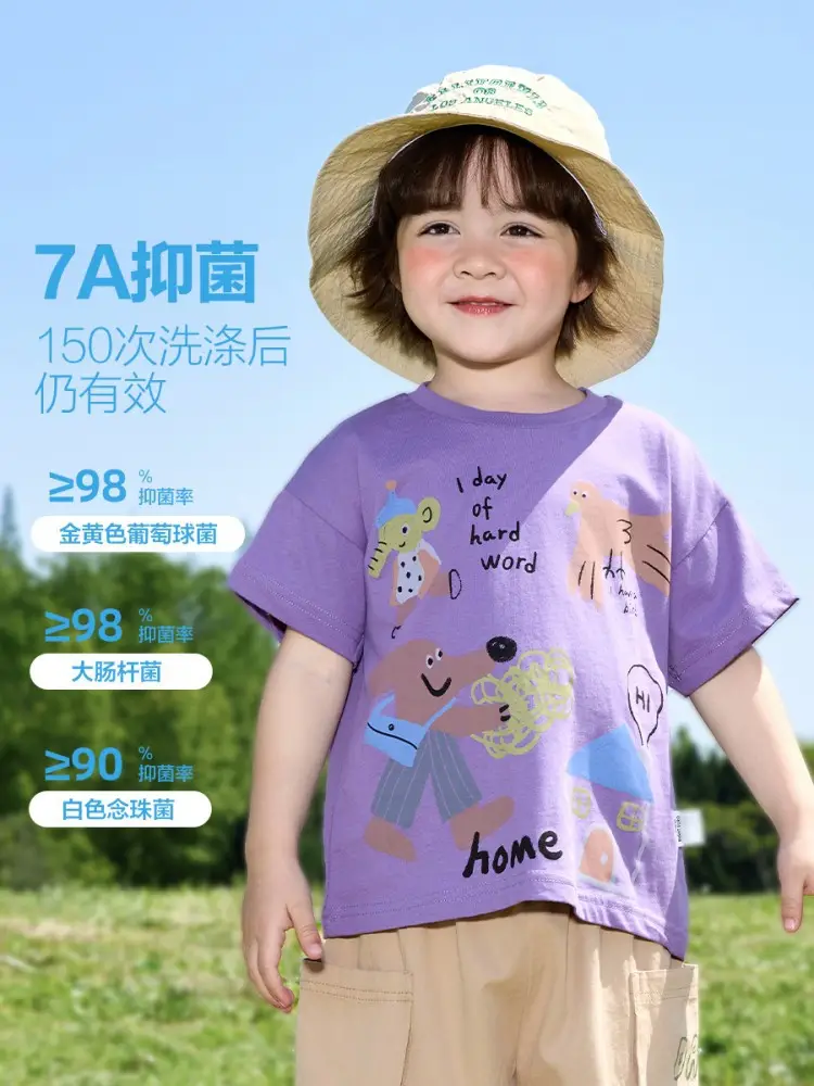 Kids Purple Cartoon T-Shirt Summer Cotton 2025 - Image 14