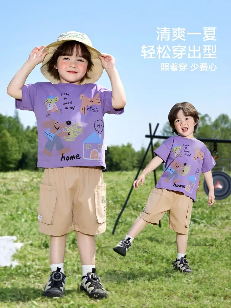 Kids Purple Cartoon T-Shirt Summer Cotton 2025 - Image 15