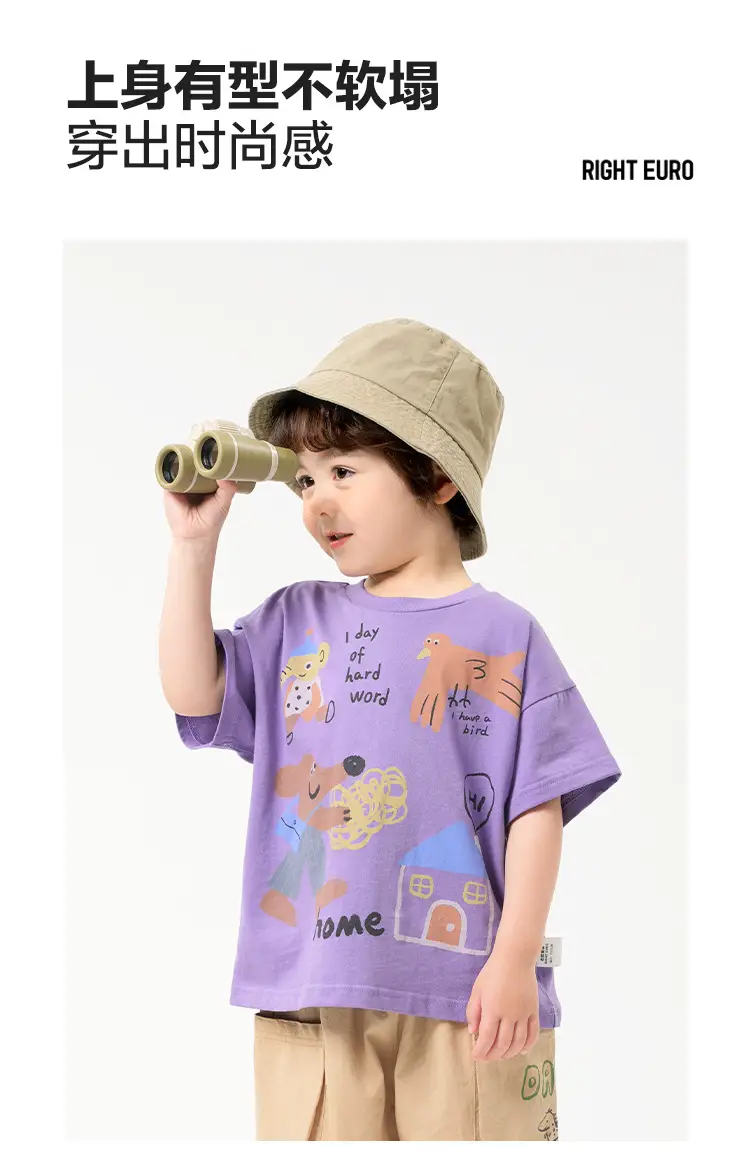 Kids Purple Cartoon T-Shirt Summer Cotton 2025 — feature 13
