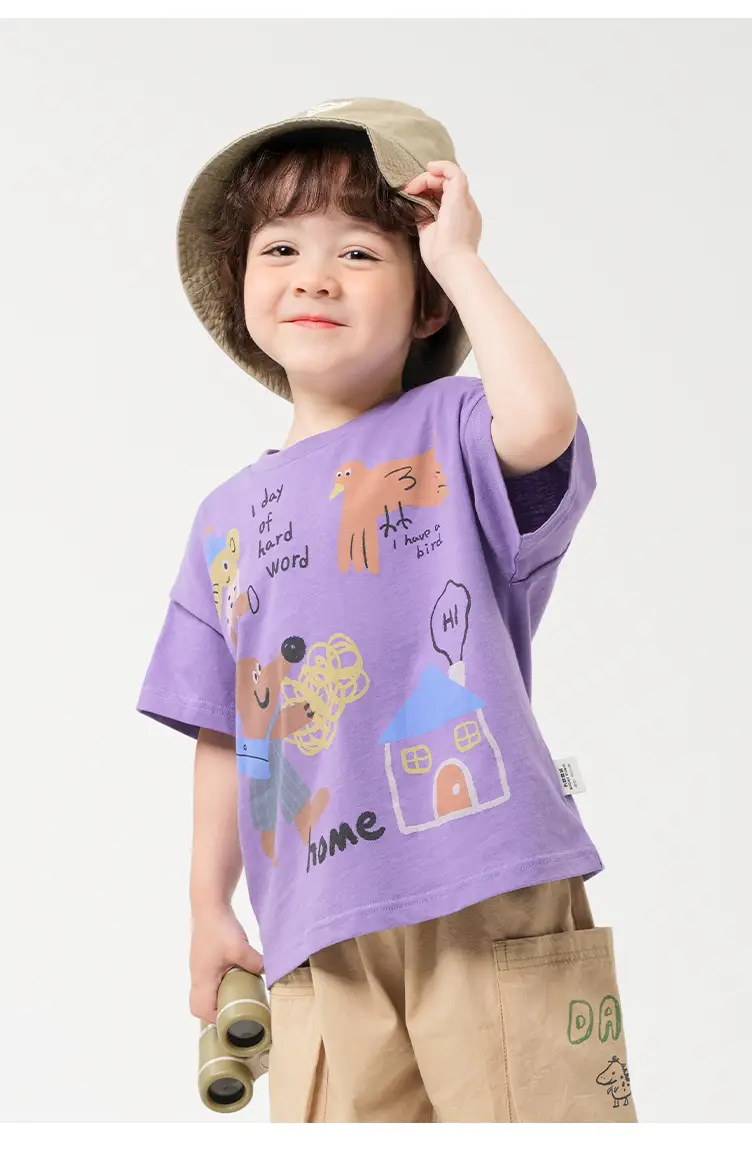 Kids Purple Cartoon T-Shirt Summer Cotton 2025 — feature 26