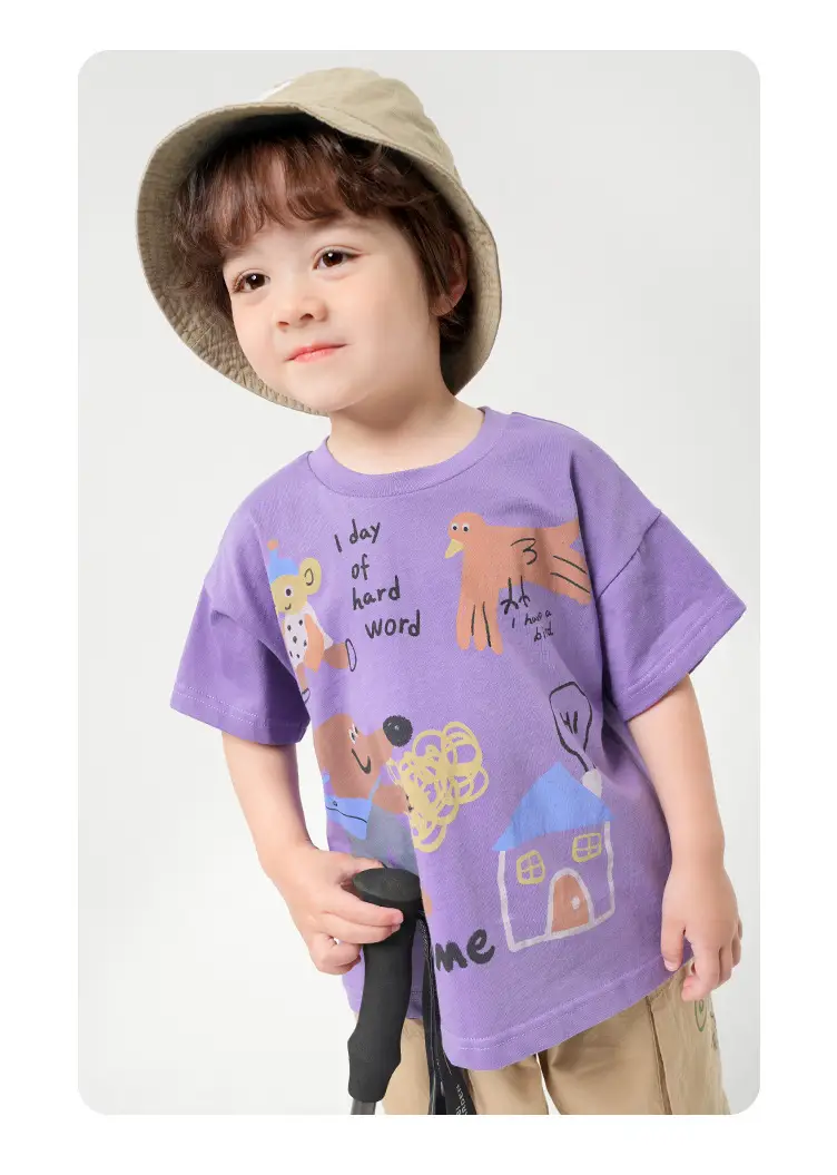 Kids Purple Cartoon T-Shirt Summer Cotton 2025 — feature 27