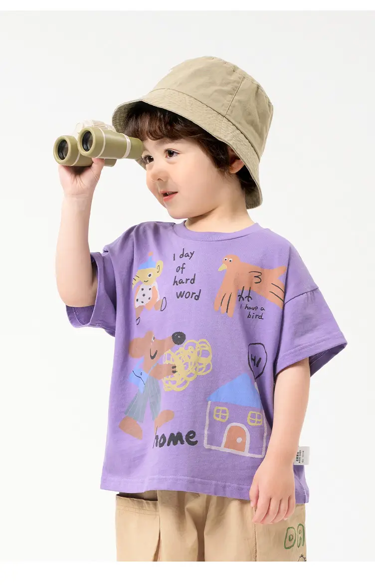 Kids Purple Cartoon T-Shirt Summer Cotton 2025 — feature 28
