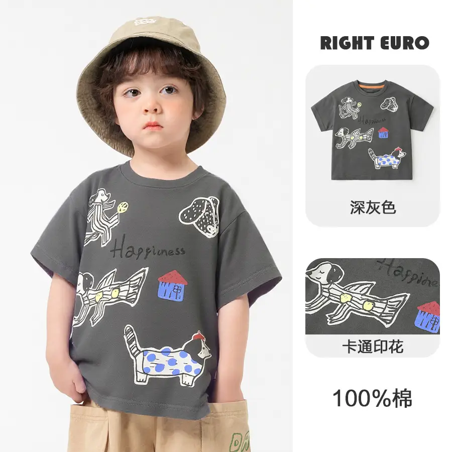 Kids Purple Cartoon T-Shirt Summer Cotton 2025 - Image 2
