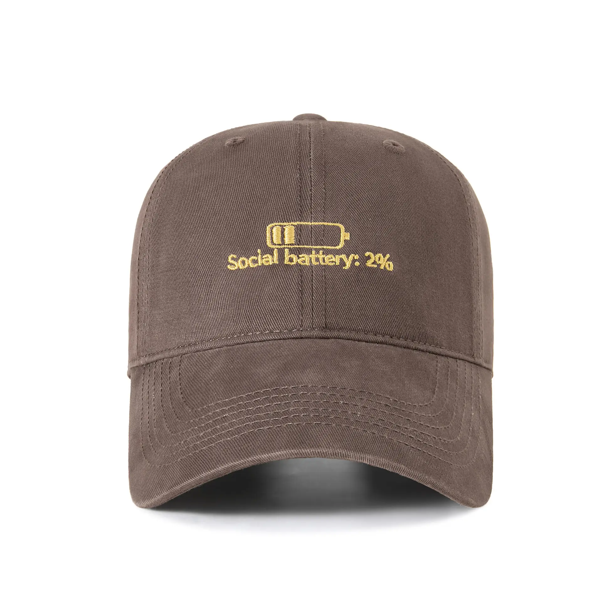 Men Black Cotton Baseball Cap with Social Battery Design - Image 3