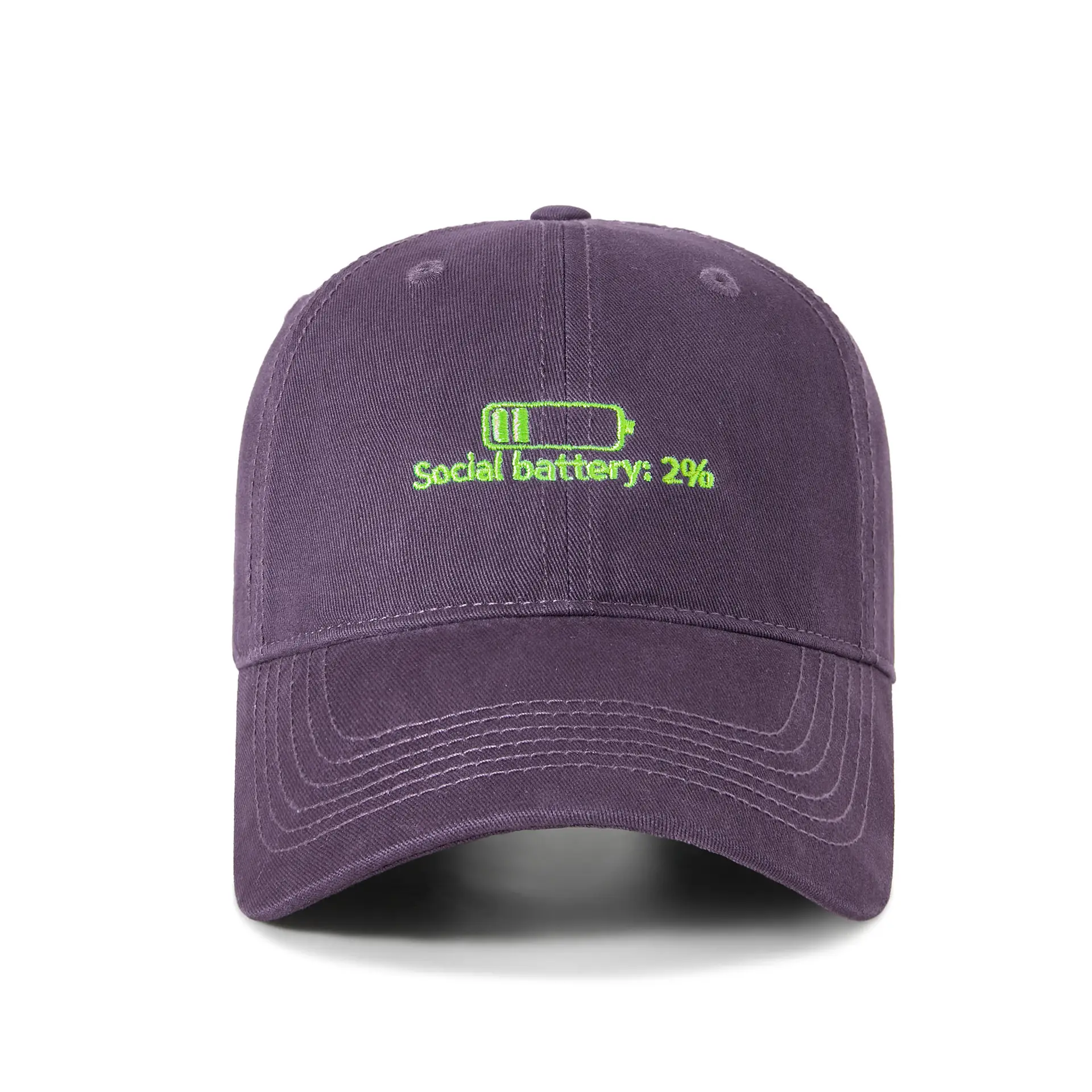 Men Black Cotton Baseball Cap with Social Battery Design - Image 5