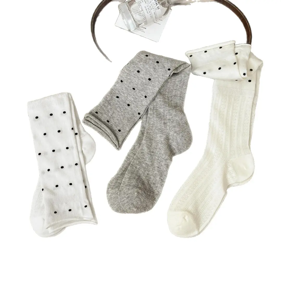 Women's Korean-Style Ruffled Polka Dot Long Socks, Versatile, Sweet, Breathable, Slouch Socks, Wholesale Polka Dot Socks