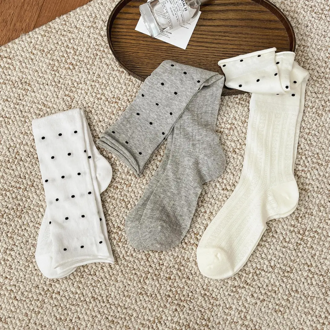 Women's Korean-Style Ruffled Polka Dot Long Socks, Versatile, Sweet, Breathable, Slouch Socks, Wholesale Polka Dot Socks — feature 13