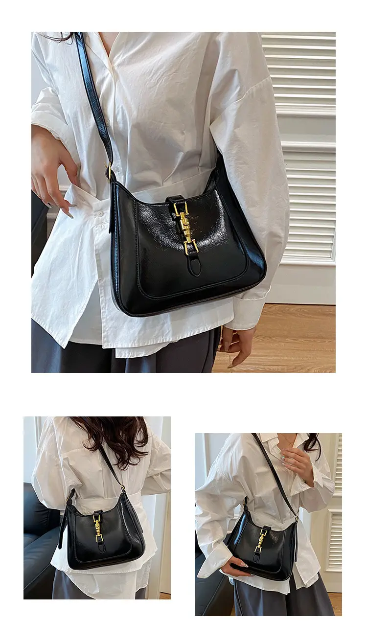 Women's Large Capacity Underarm Bag Brown Leather — feature 10