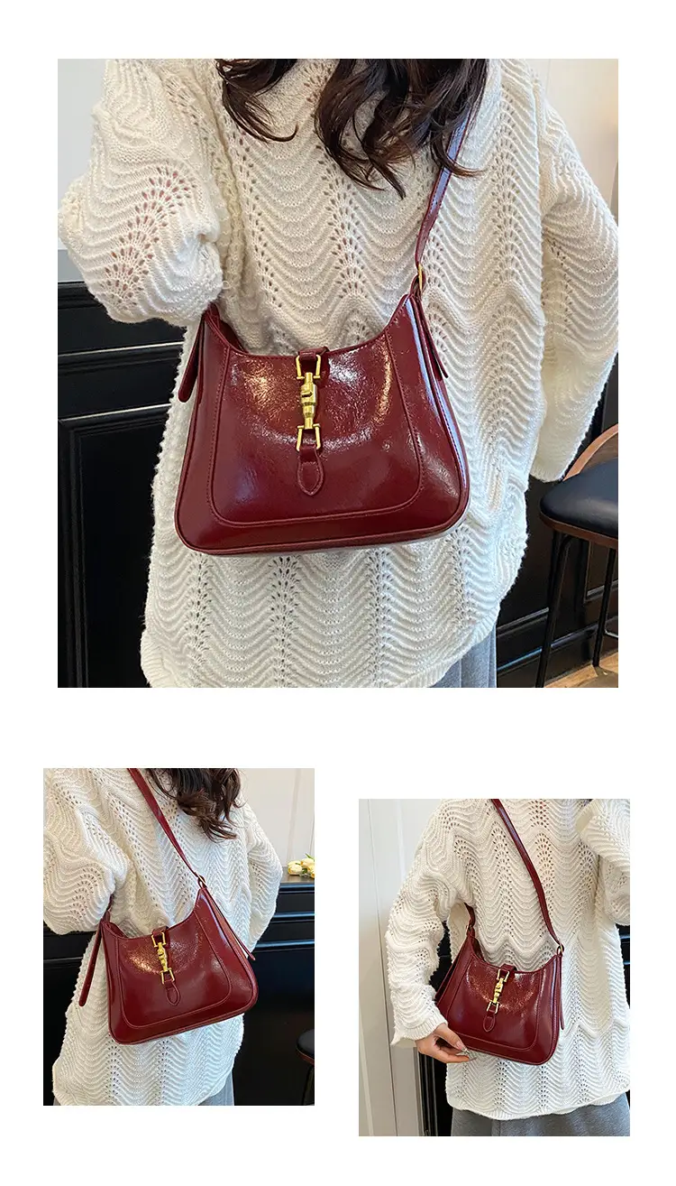Women's Large Capacity Underarm Bag Brown Leather — feature 9