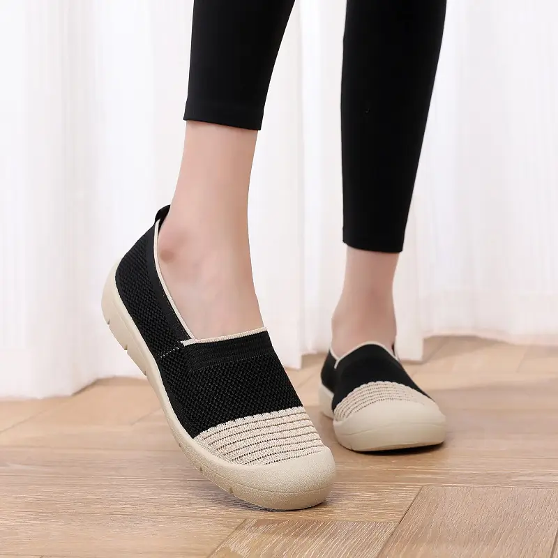 Shoes for Women in Summer New Style Versatile Casual Fly-Woven Mesh Breathable Thick-Soled Soft-Soled Non-Tiring Foot-Slip Mom Shoes - Image 5
