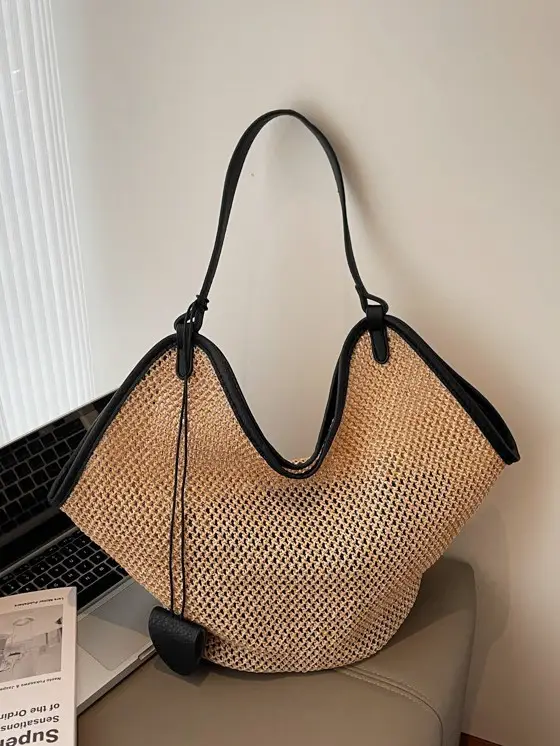 French Straw Bag Lazy Style Woven Large Capacity Shoulder Tote - Image 5