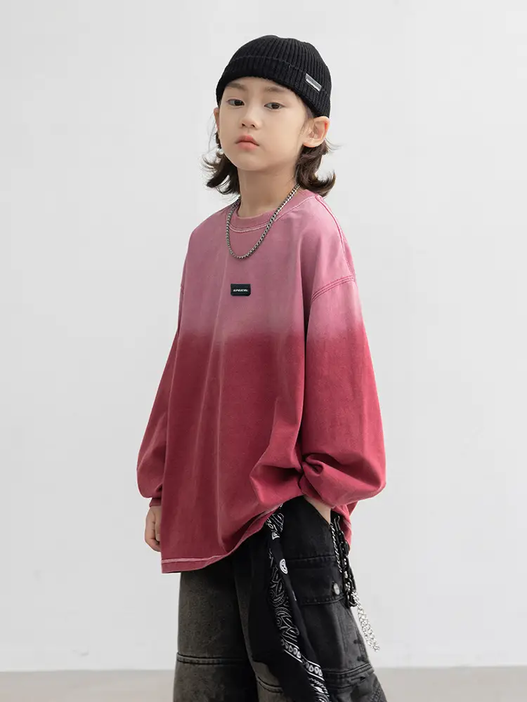 Boys Long Sleeve T-Shirt Pink Gradient 2026