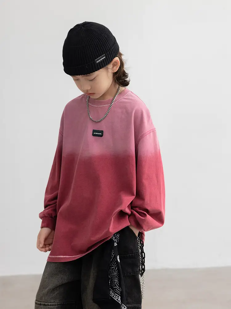 Boys Long Sleeve T-Shirt Pink Gradient 2026