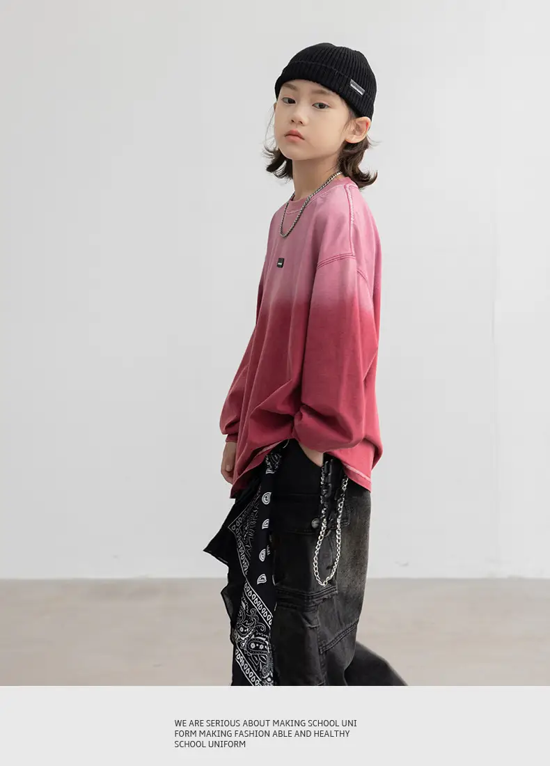 Boys Long Sleeve T-Shirt Pink Gradient 2026 — feature 10