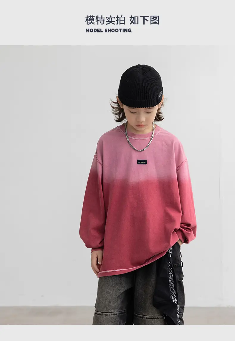Boys Long Sleeve T-Shirt Pink Gradient 2026 — feature 7