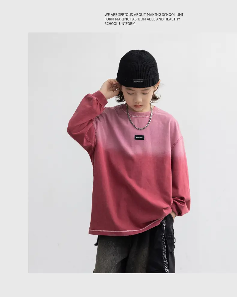 Boys Long Sleeve T-Shirt Pink Gradient 2026 — feature 8