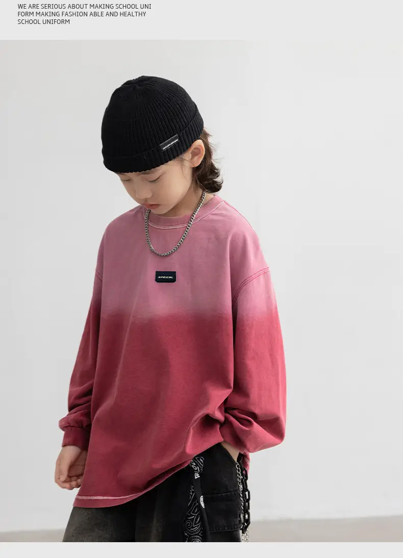 Boys Long Sleeve T-Shirt Pink Gradient 2026 — feature 9