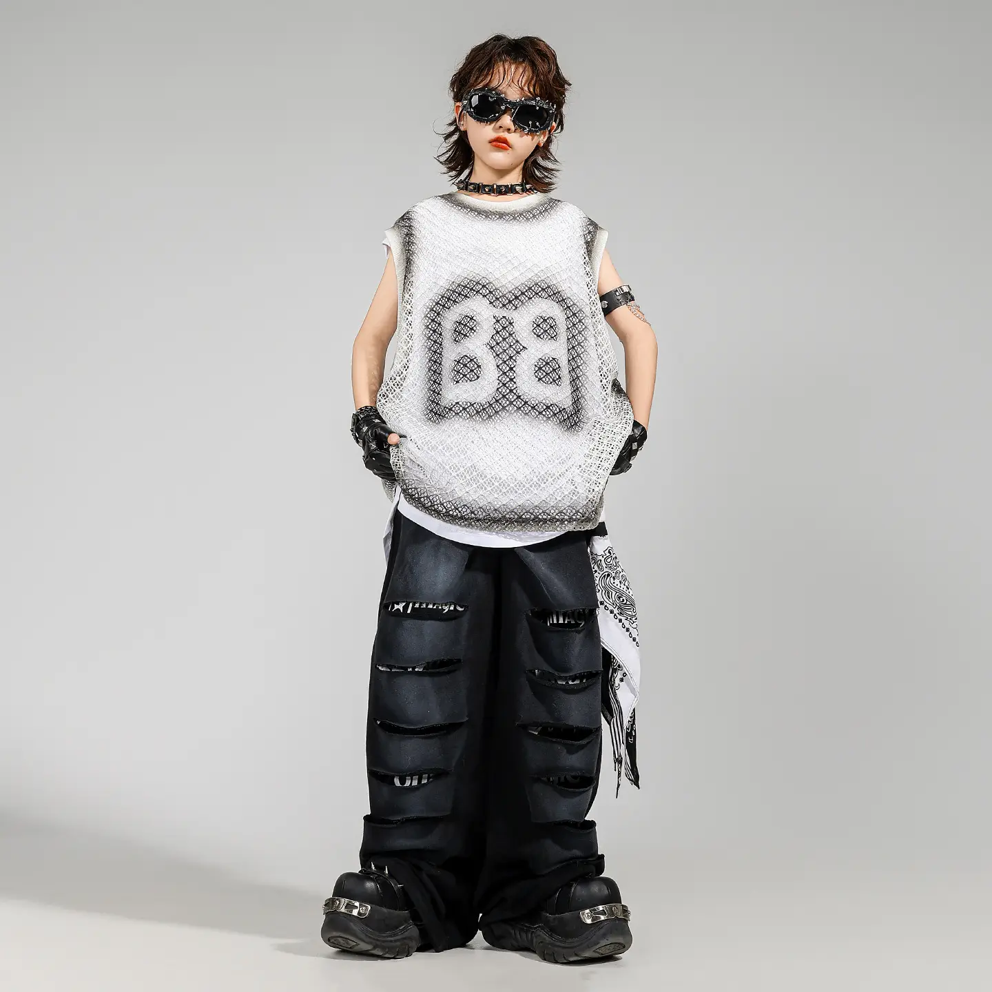 Kids Hip Hop Streetwear Set Sleeveless T-Shirt Pants
