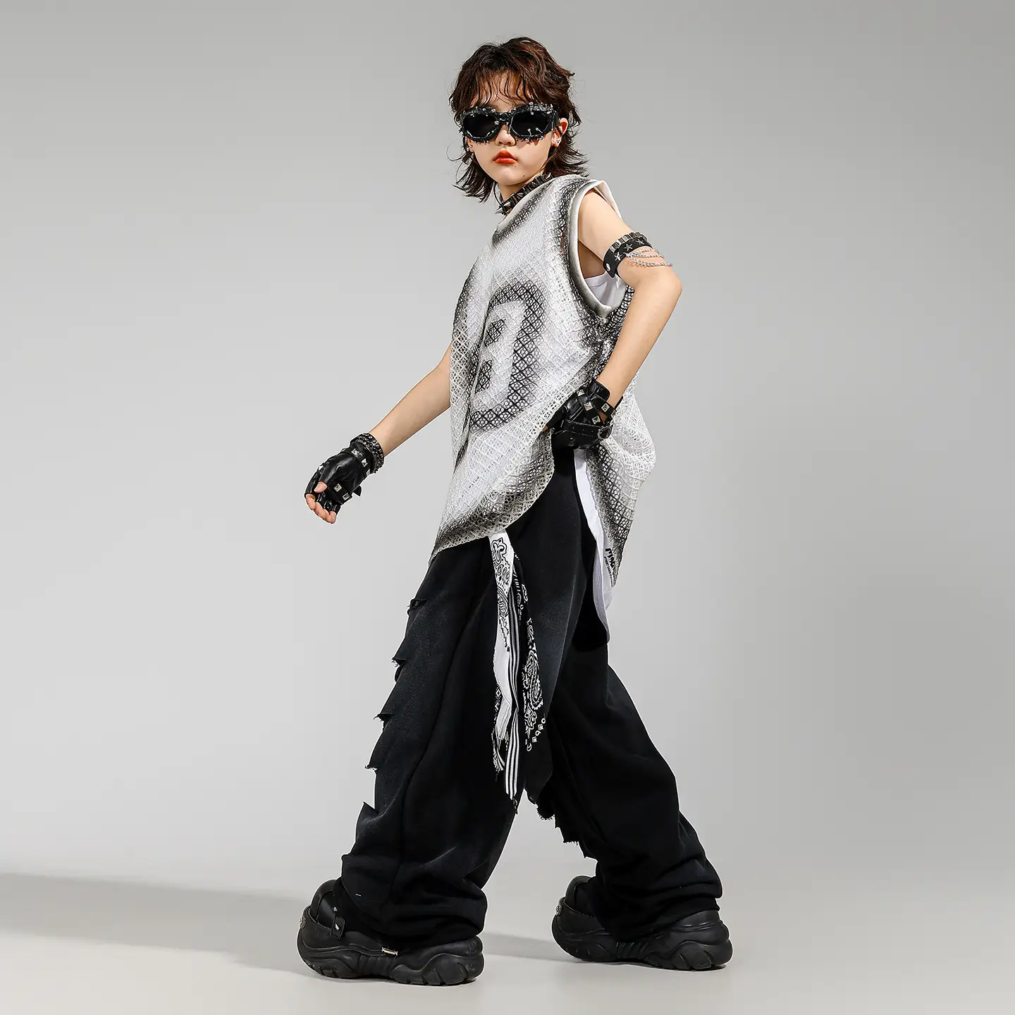 Kids Hip Hop Streetwear Set Sleeveless T-Shirt Pants