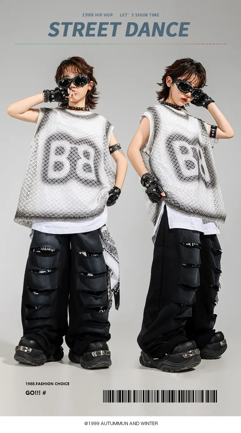 Kids Hip Hop Streetwear Set Sleeveless T-Shirt Pants — feature 1
