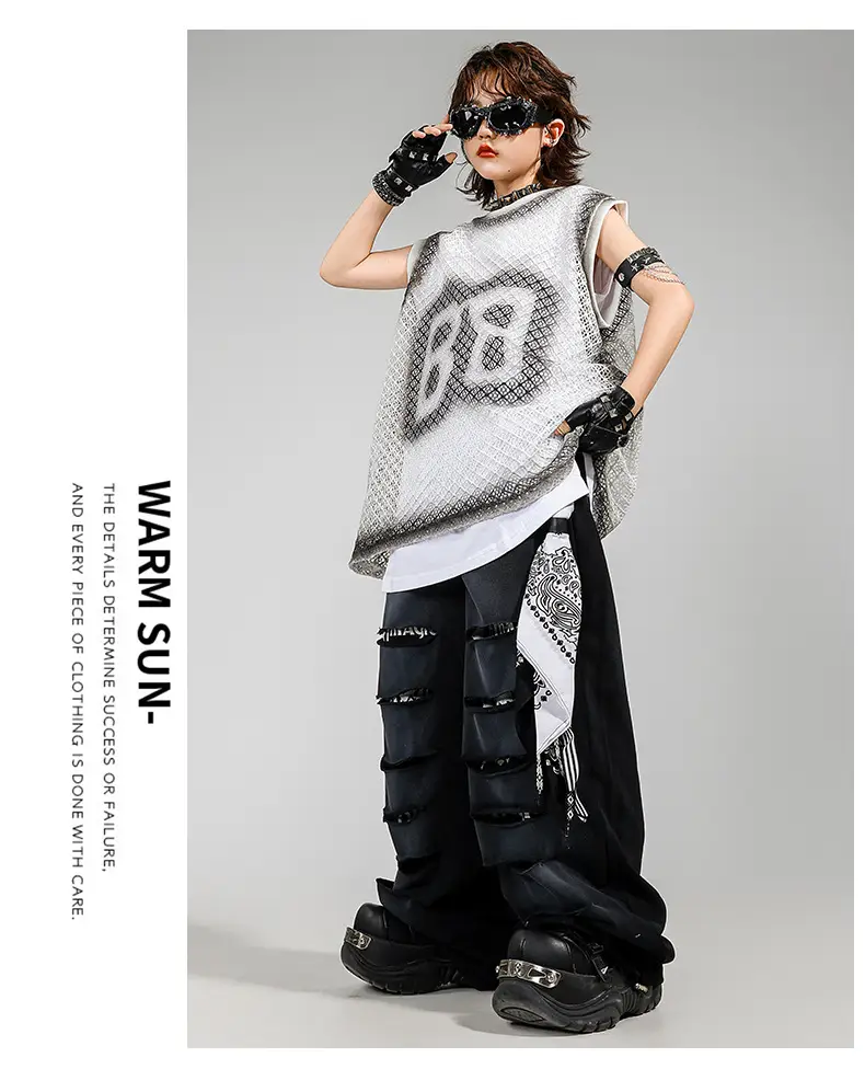 Kids Hip Hop Streetwear Set Sleeveless T-Shirt Pants — feature 10