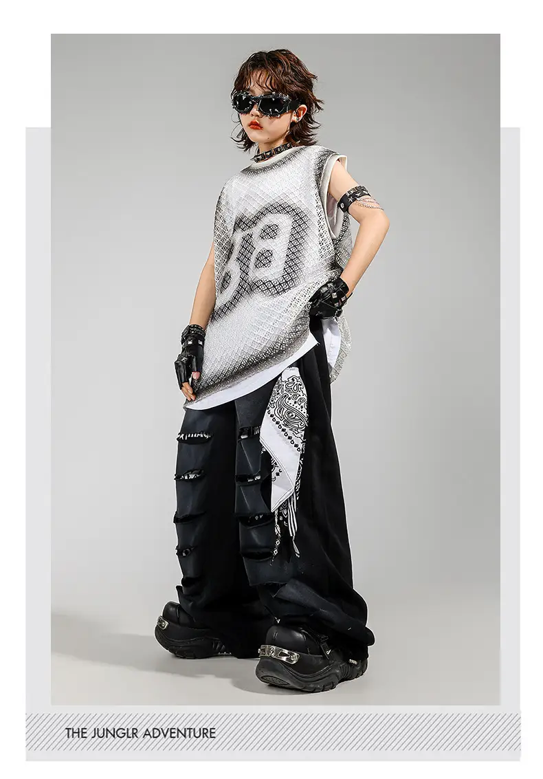 Kids Hip Hop Streetwear Set Sleeveless T-Shirt Pants — feature 11