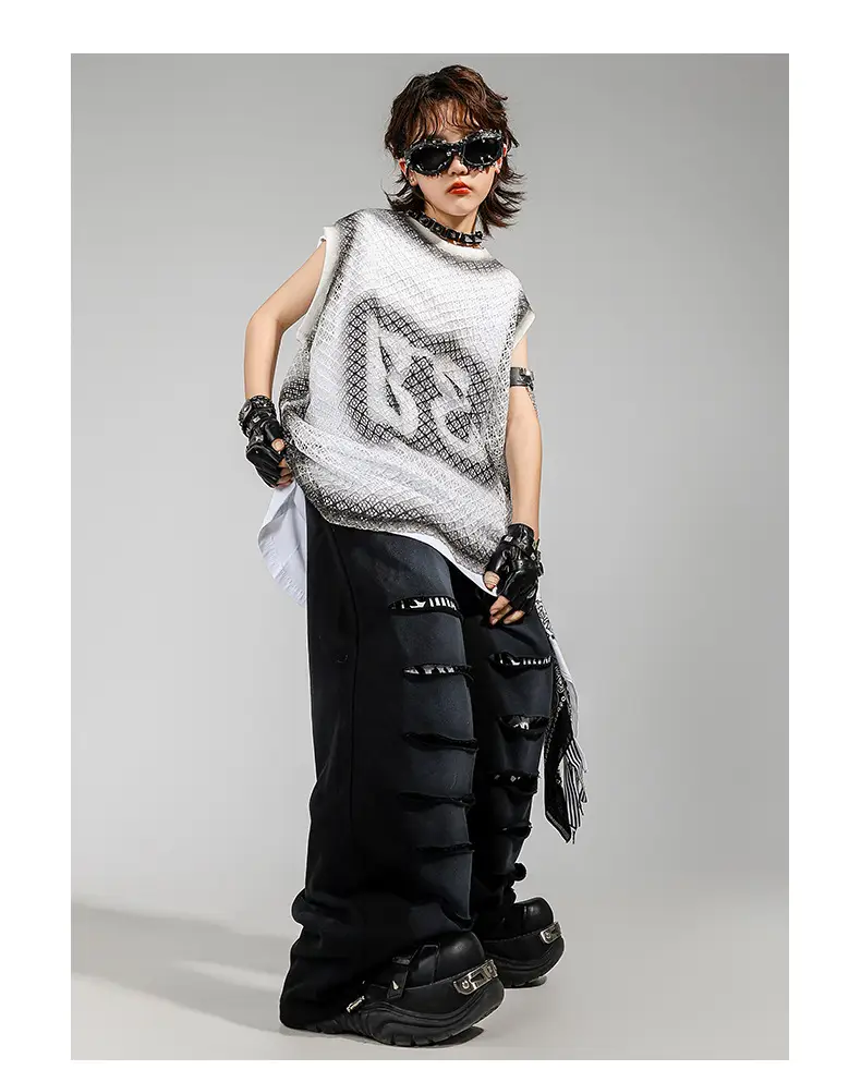 Kids Hip Hop Streetwear Set Sleeveless T-Shirt Pants — feature 12