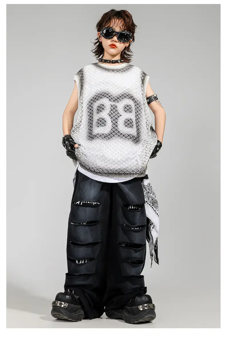 Kids Hip Hop Streetwear Set Sleeveless T-Shirt Pants — feature 7