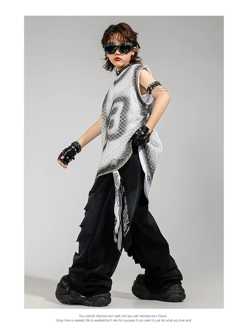 Kids Hip Hop Streetwear Set Sleeveless T-Shirt Pants — feature 8
