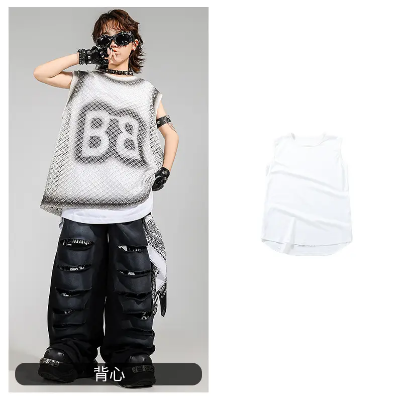 Kids Hip Hop Streetwear Set Sleeveless T-Shirt Pants