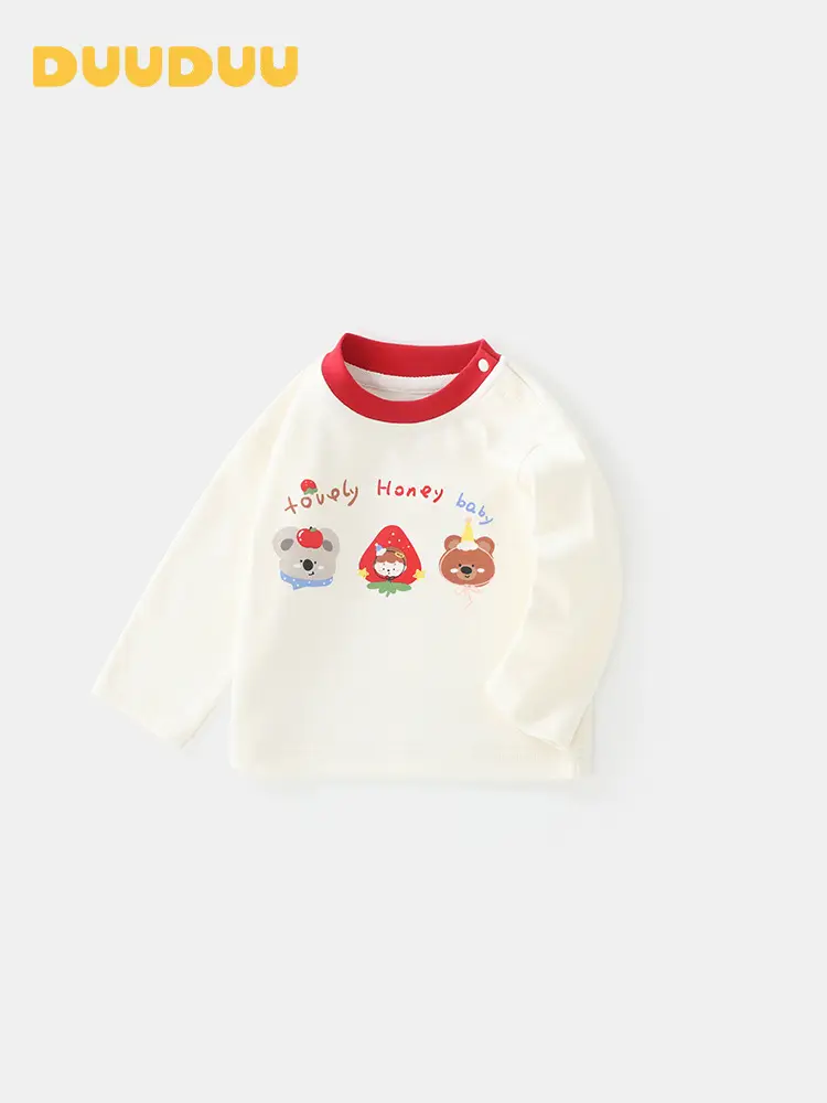Duuduu Baby Long Sleeve T-Shirt White Red 2025 - Image 4