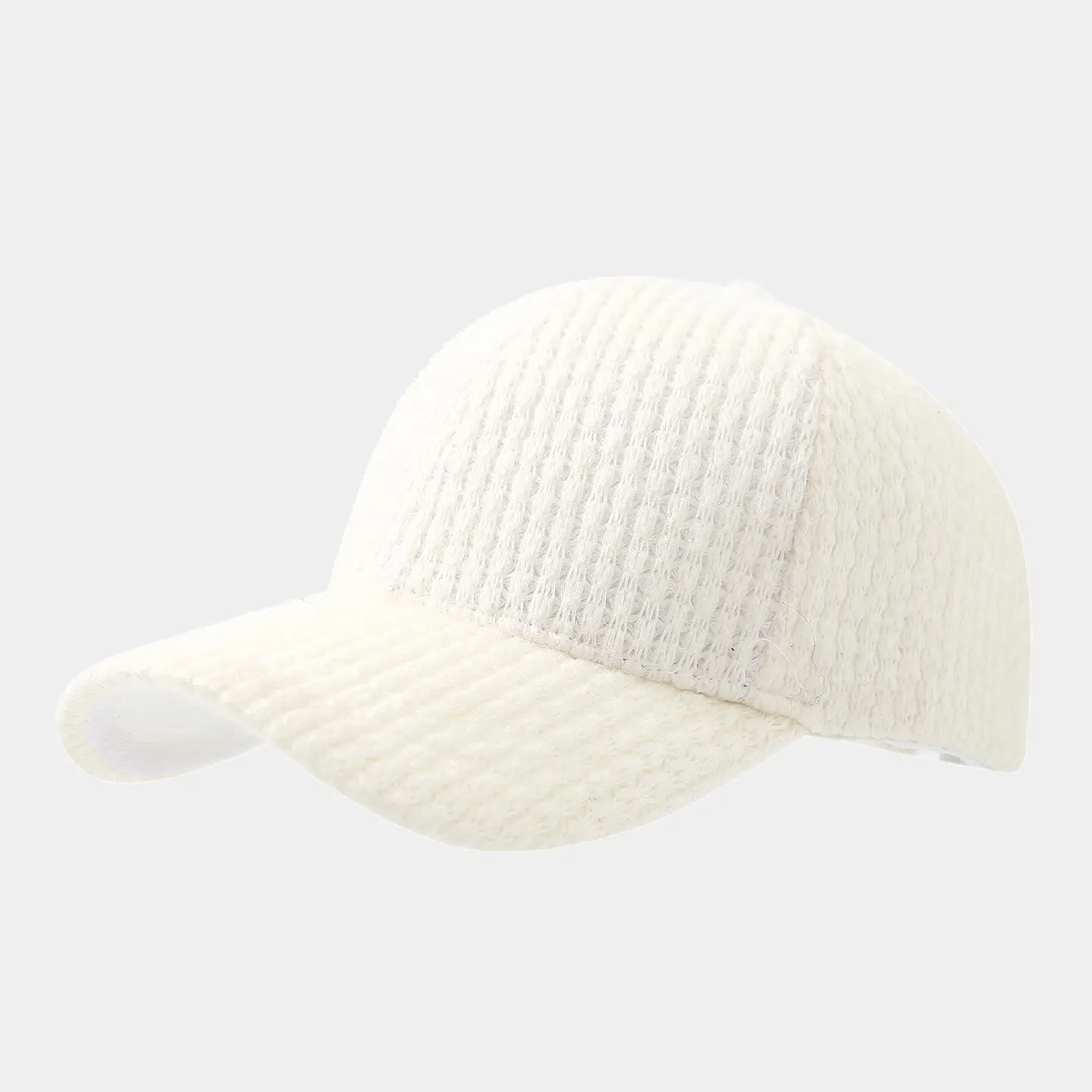 Autumn Winter Knitted Baseball Cap Solid Beige - Image 2