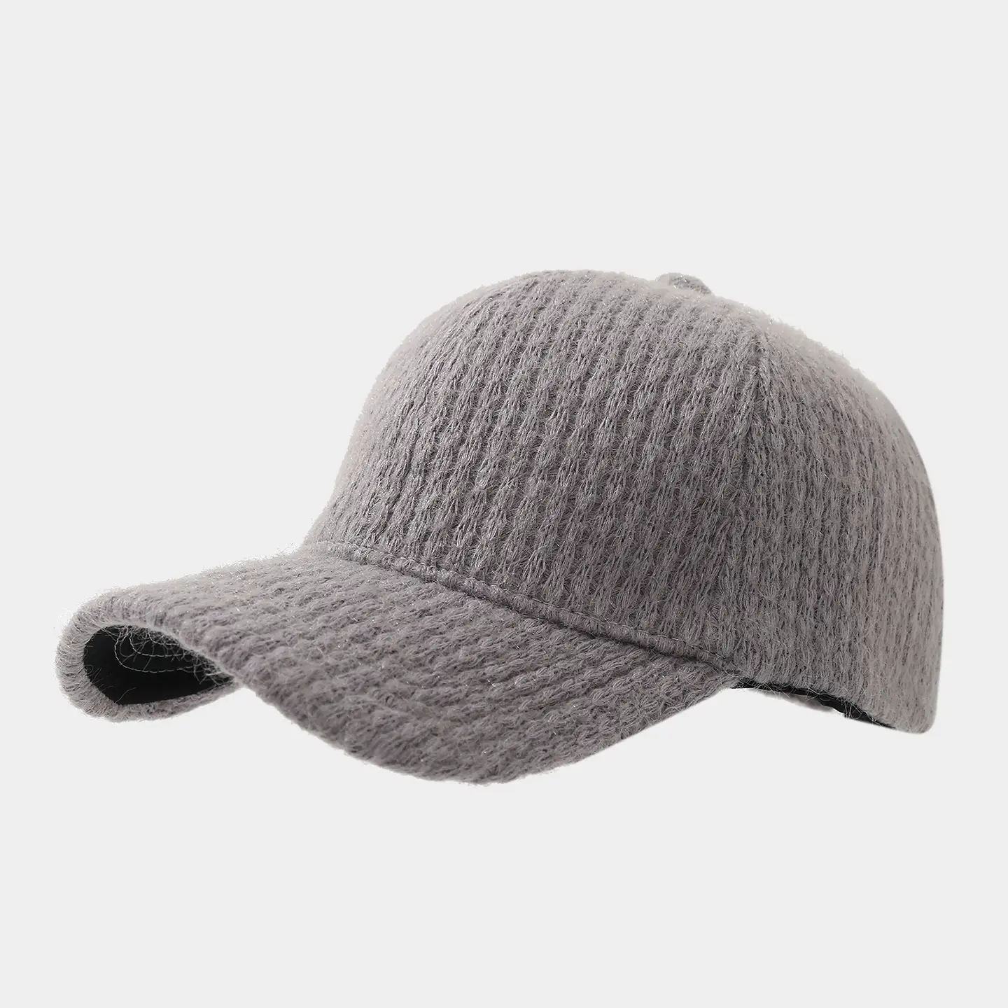 Autumn Winter Knitted Baseball Cap Solid Beige - Image 5