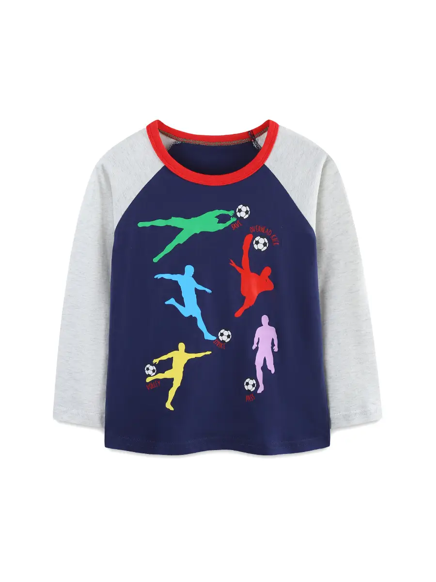 2026 Boys Cartoon Print Long Sleeve T-Shirt Blue White - Image 3