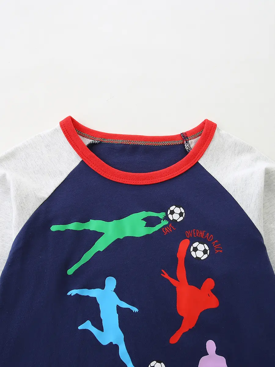 2026 Boys Cartoon Print Long Sleeve T-Shirt Blue White - Image 5