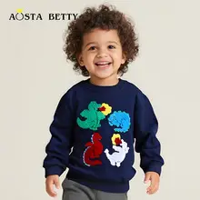 2026 Boys Cartoon Print Long Sleeve T-Shirt Blue White — feature 11